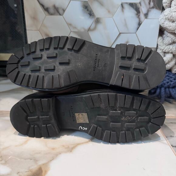 Aquatalia Women’s Lene Weatherproof Taupe Suede Combat Boots Size 9.5 Lug Soles - Picture 8 of 9